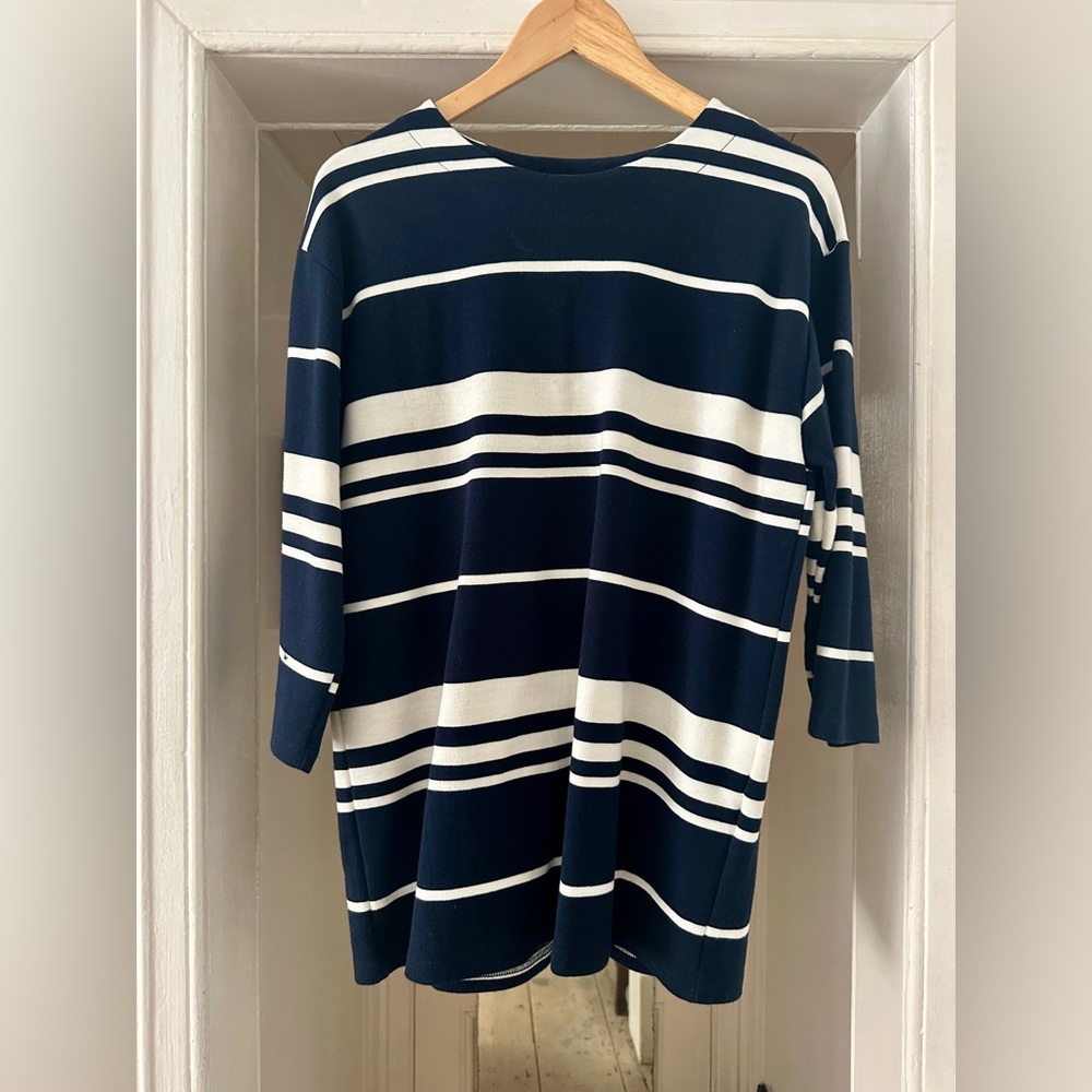 OLIVE Men’s Mixed Stripe 3/4 Sleeve Knit T-Shirt sz M